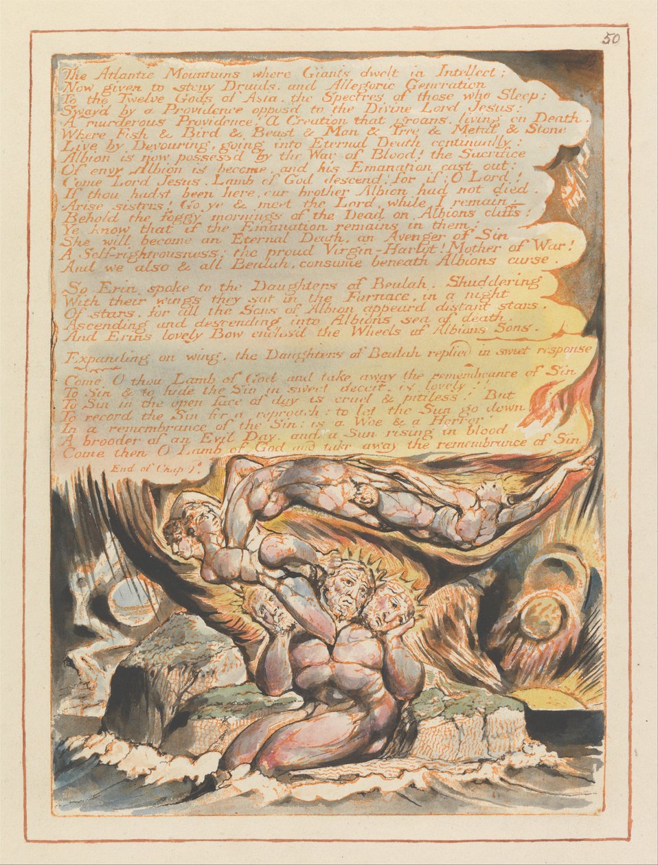 Jerusalem, Plate 50, The Atlantic Mountains .... af William Blake