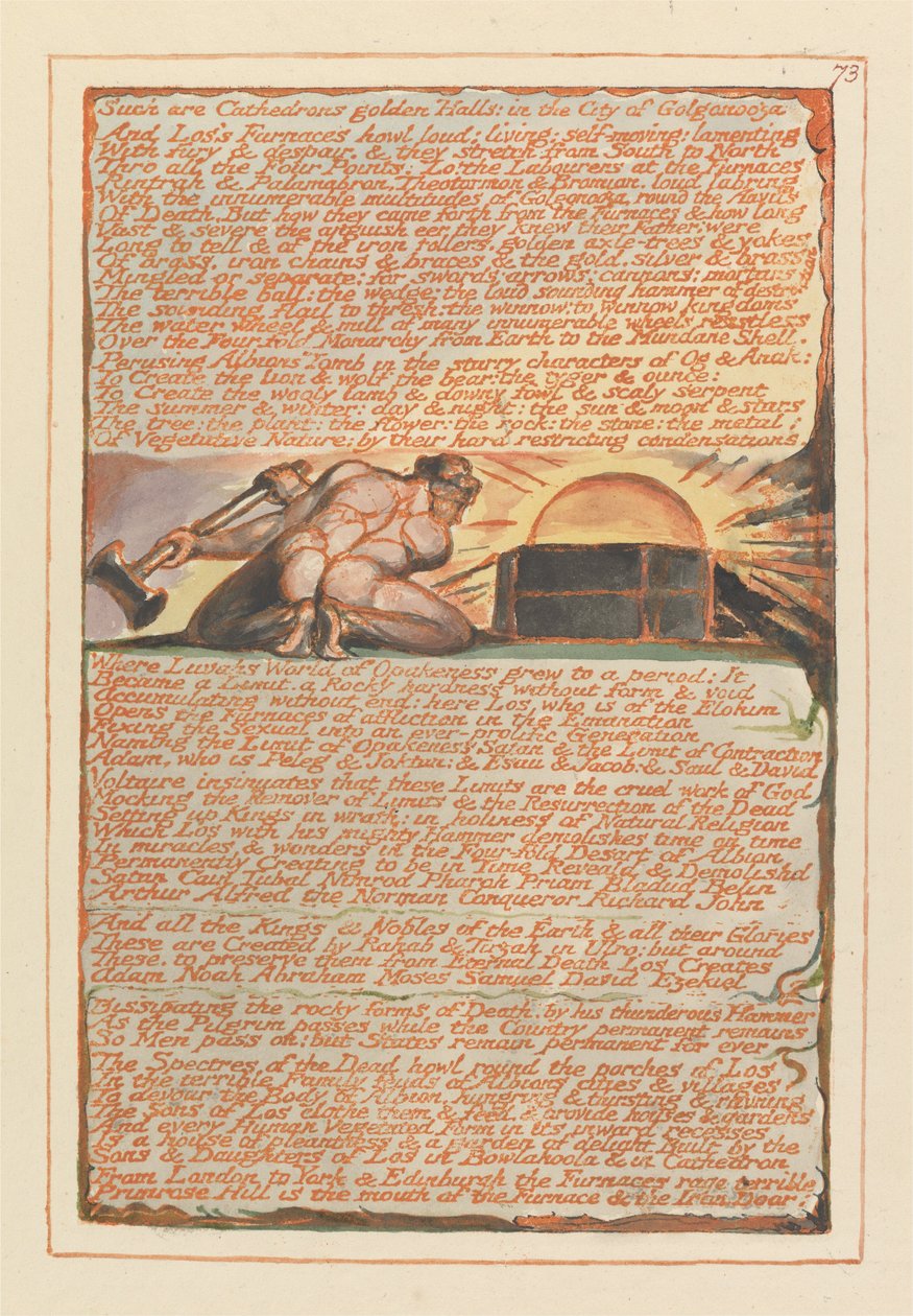 Jerusalem, plade 73, Sådan er Cathedrons gyldne haller .... af William Blake