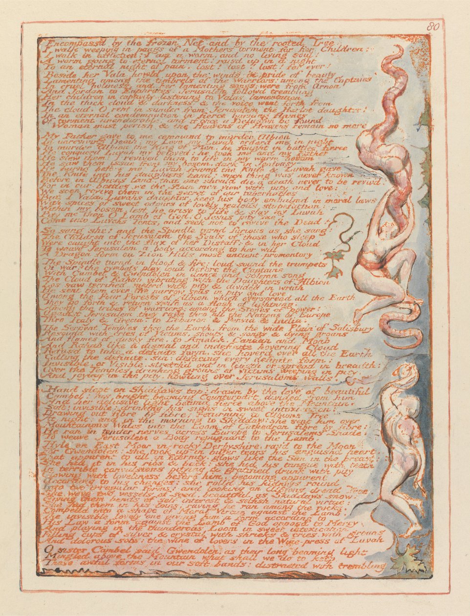 Jerusalem, plade 80, omfattet af det frosne net .... af William Blake