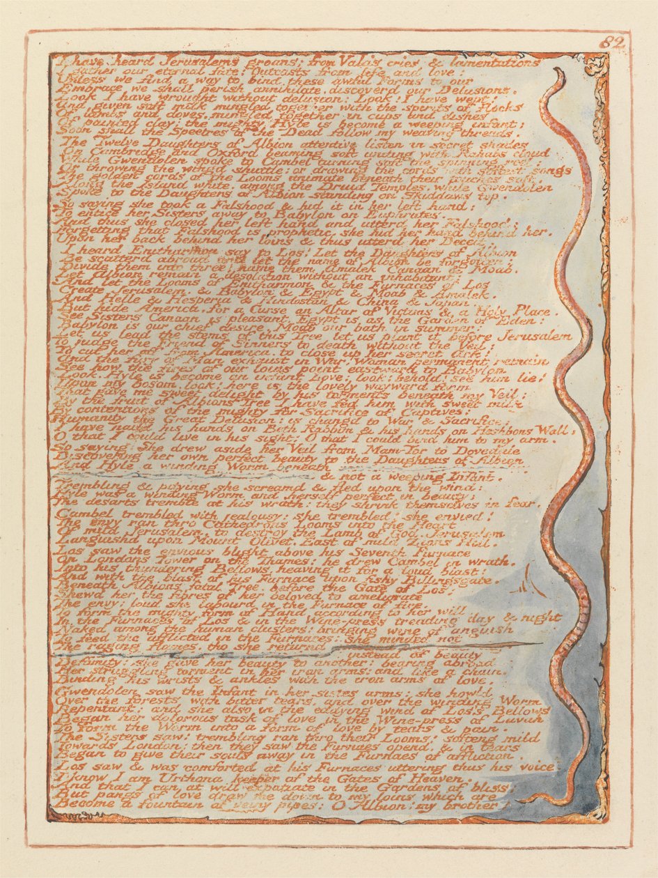 Jerusalem, plade 82, jeg har hørt Jerusalems stønnen .... af William Blake