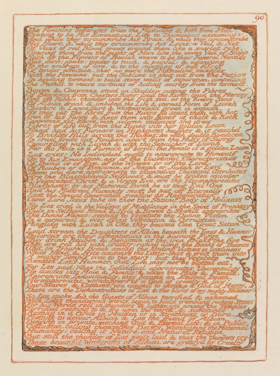 Jerusalem, Plate 90, The Feminine adskiller .... af William Blake