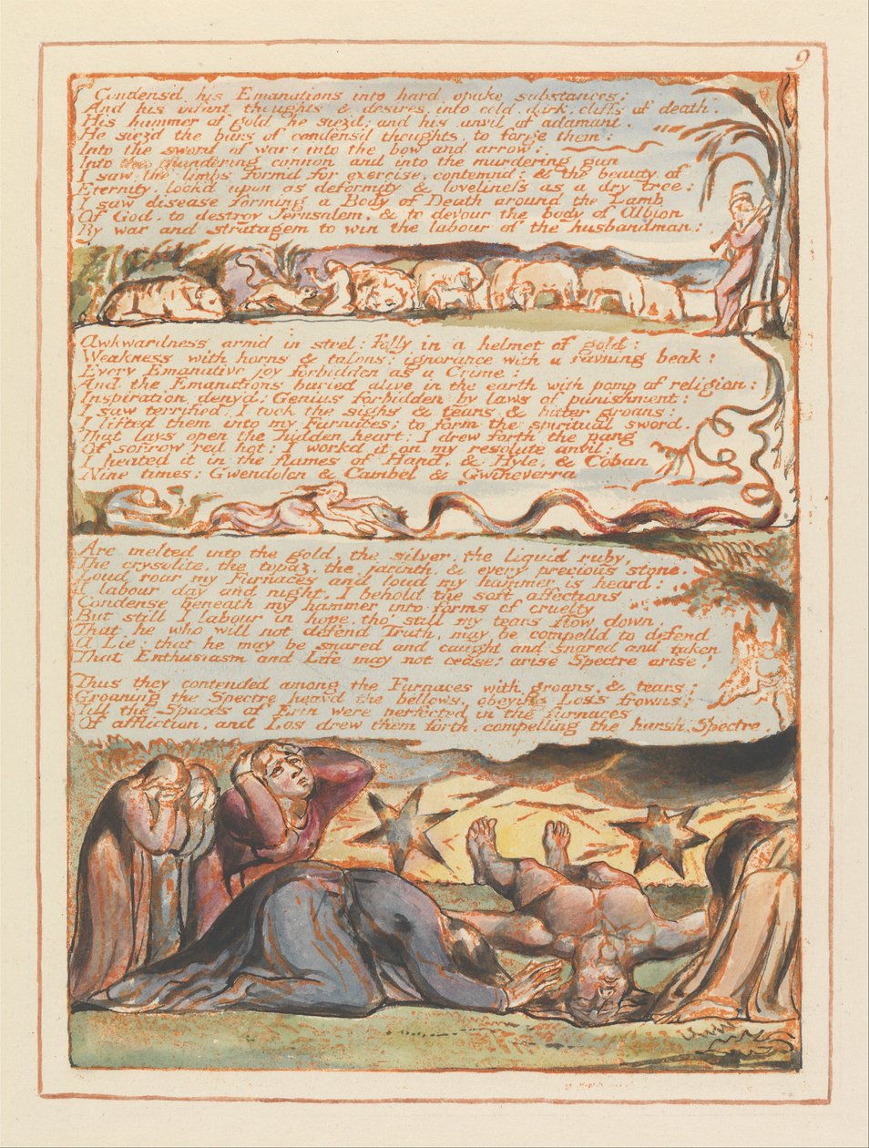 Jerusalem, plade 9, kondenserede sine emanationer .... af William Blake
