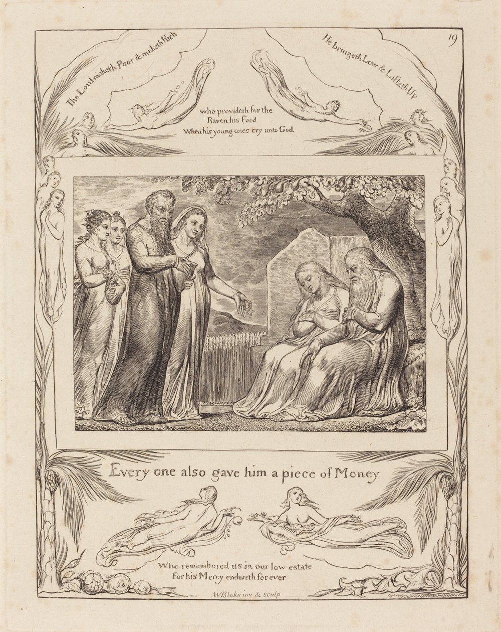 Job modtager almisse af William Blake