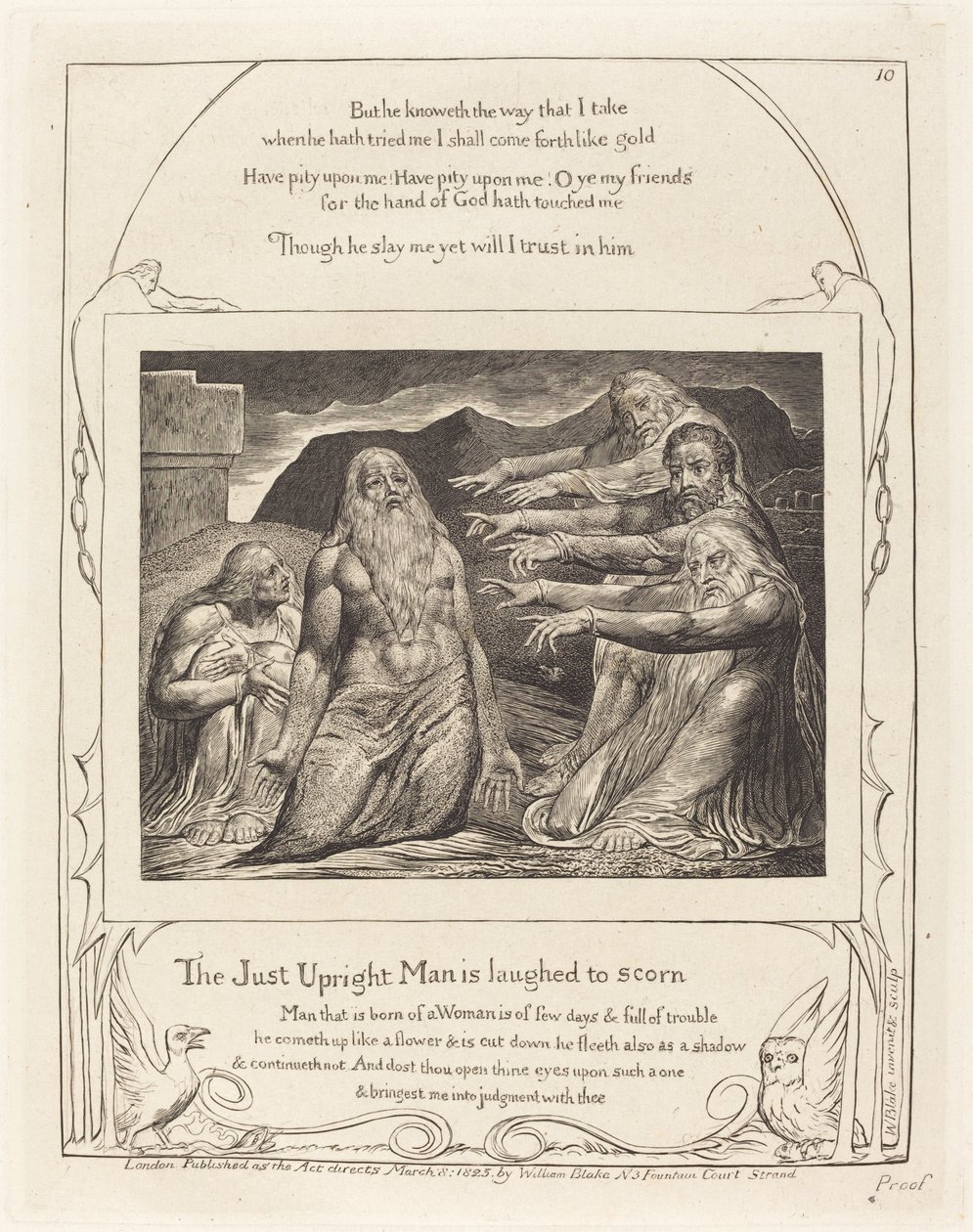 Job irettesat af sine venner af William Blake