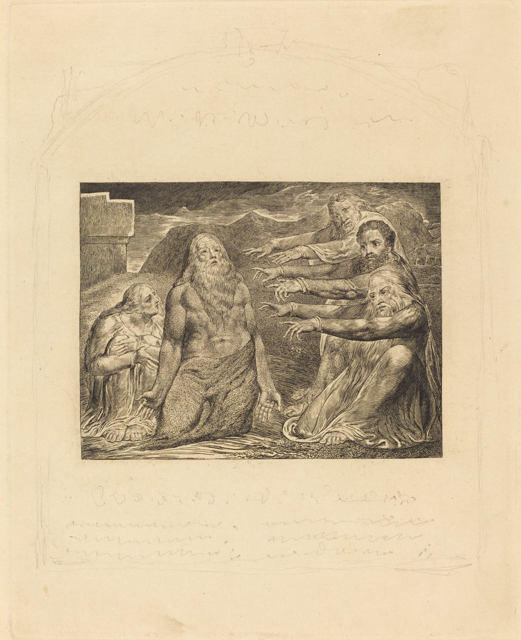 Job irettesat af sine venner af William Blake