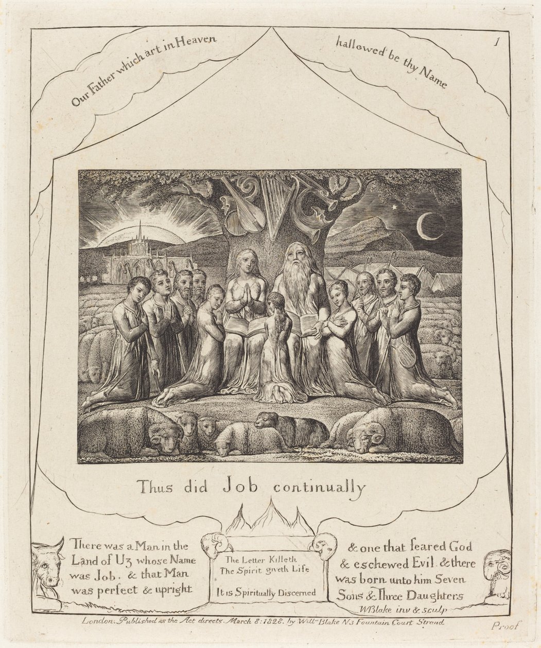 Job og hans familie af William Blake
