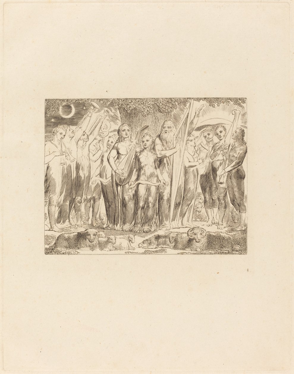 Job og hans familie genoprettet til velstand, 1825. af William Blake