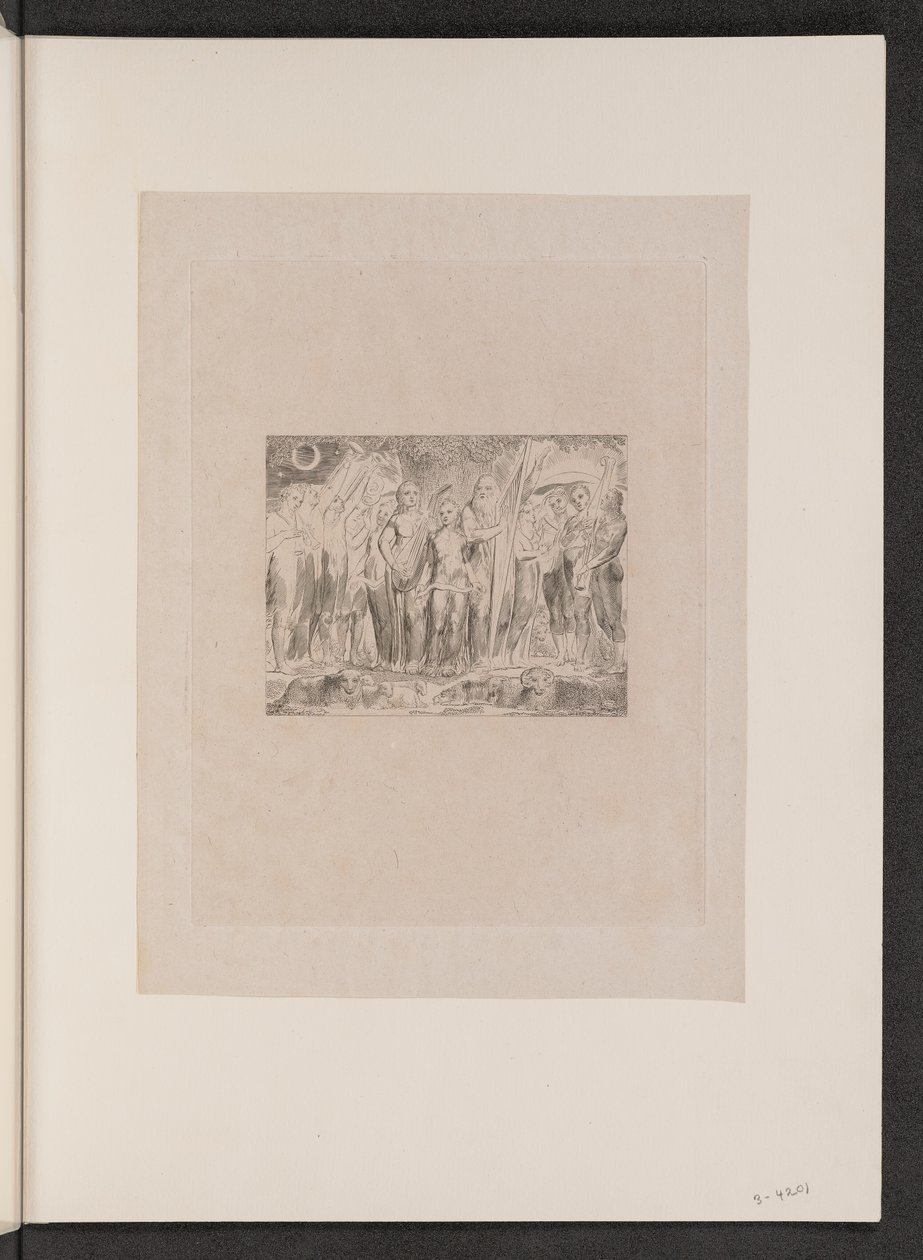 Job og hans familie genoprettet til velstand, 1825. af William Blake