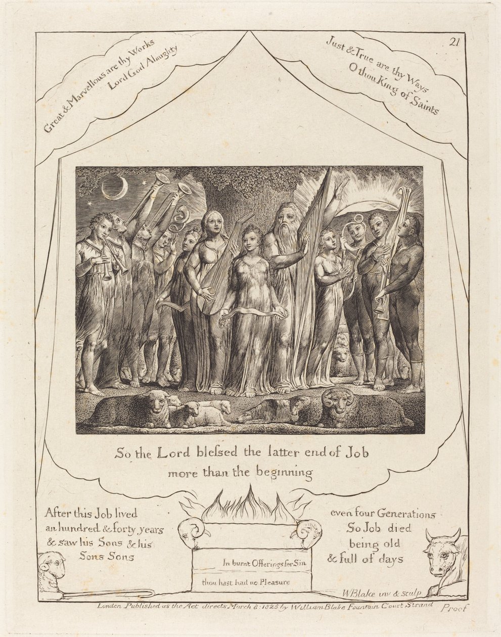 Job og hans kone genoprettet til velstand af William Blake