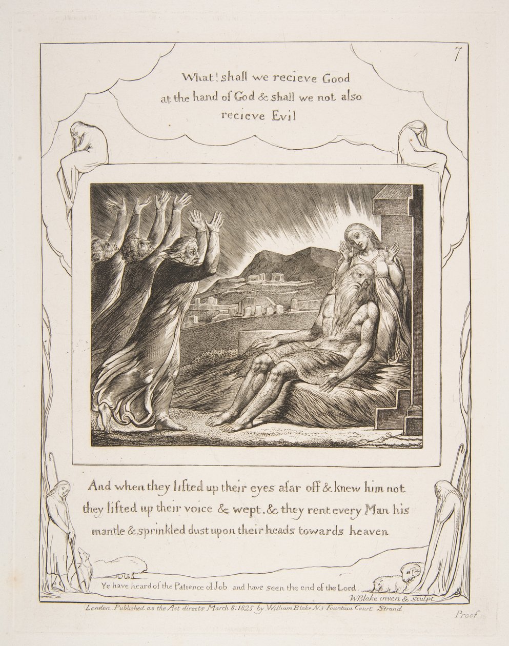 Jobs Trøstere, fra Illustrationer af Jobs Bog, 1825-26. af William Blake