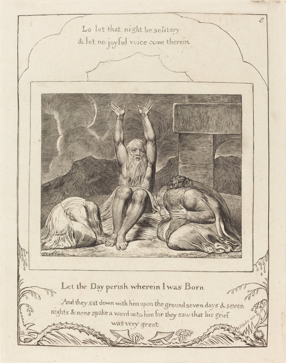 Jobs fortvivlelse, 1825. af William Blake