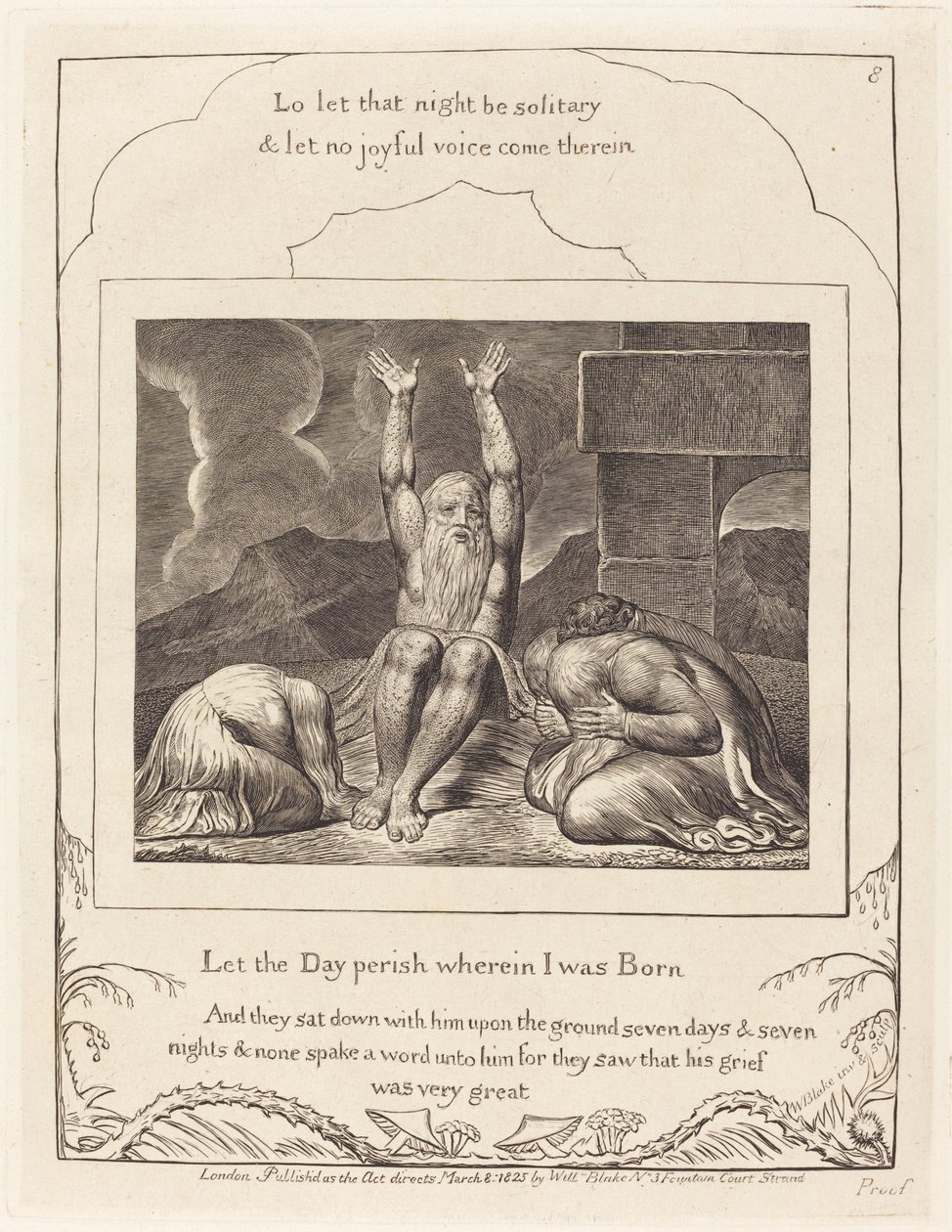 Jobs fortvivlelse, 1825. af William Blake