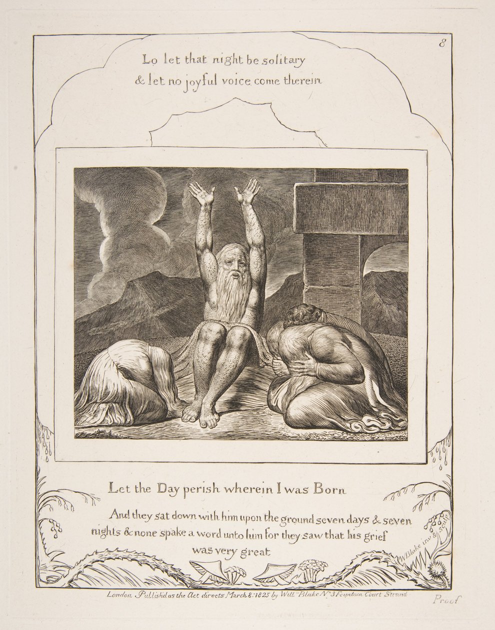 Jobs Despair, fra Illustrationer af Jobs Bog, 1825-26. af William Blake