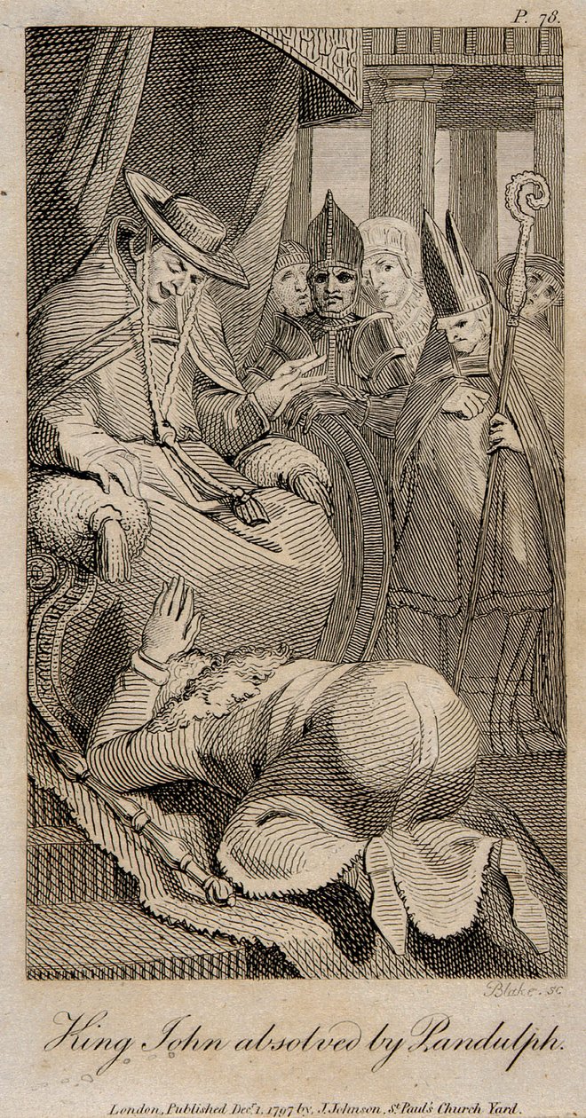 Kong John frikendt af Pandulph efter Henry Fuseli, 1798 af William Blake
