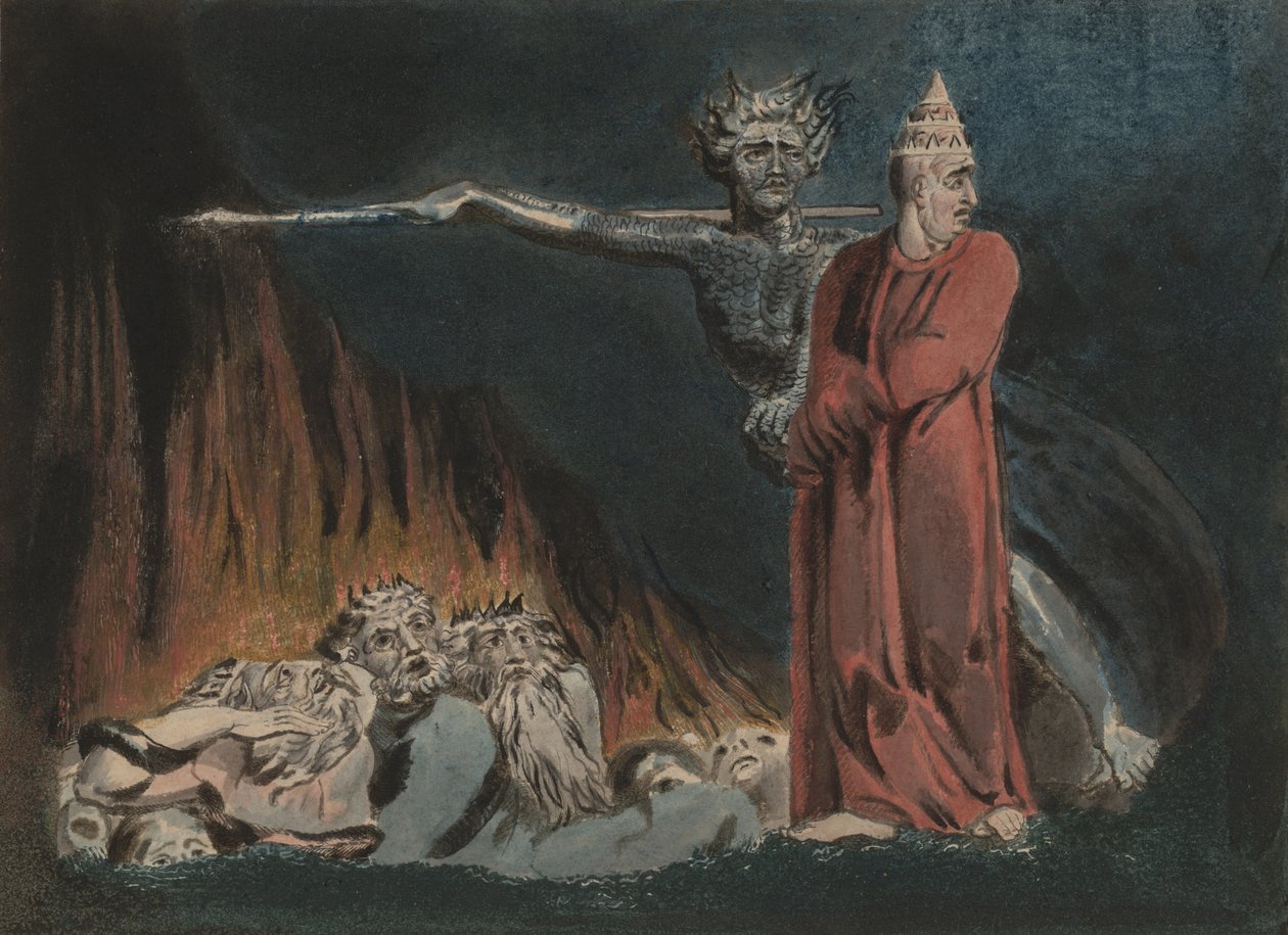 Lucifer og paven i helvede, ca. 1794-96 af William Blake