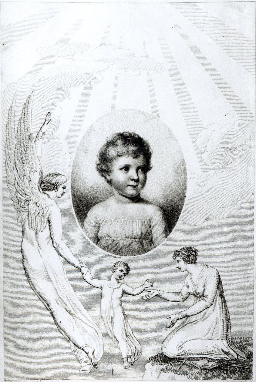 Mary Wollstonecraft Shelley (1797-1851) som barn, graveret af Robert Hartley Cromek (1770-1812) 1805 af William Blake