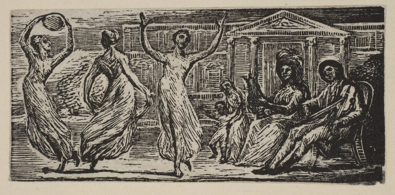 Menalcus Watching Women Dance, fra Thorntons Pastorals of Virgil, 1821. af William Blake