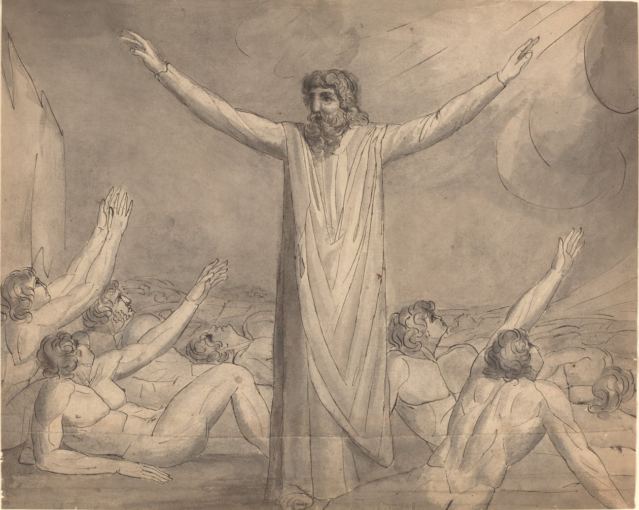 Moses holder pesten (?) [recto] af William Blake