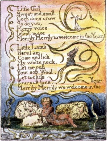 S.124-1950.pt23 Forår (fortsat): plade 23 fra Songs of Innocence and of Experience (kopi R) c.1802-08 (radering, blæk og akvarel) af William Blake