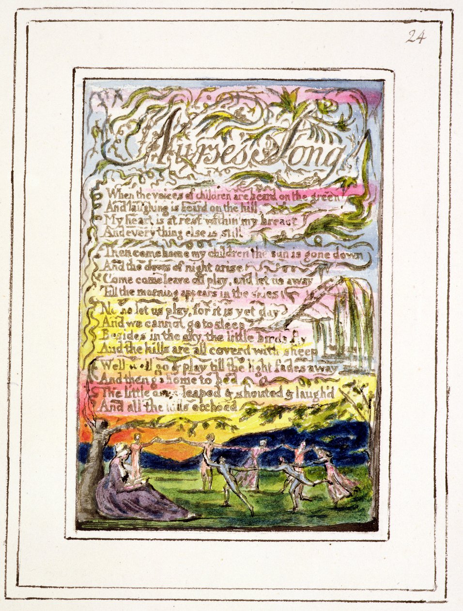 P.124-1950.pt24 Sygeplejerskesang: plade 24 fra Songs of Innocence and of Experience (kopi R) c.1802-08 (ætsning, blæk og wc) af William Blake