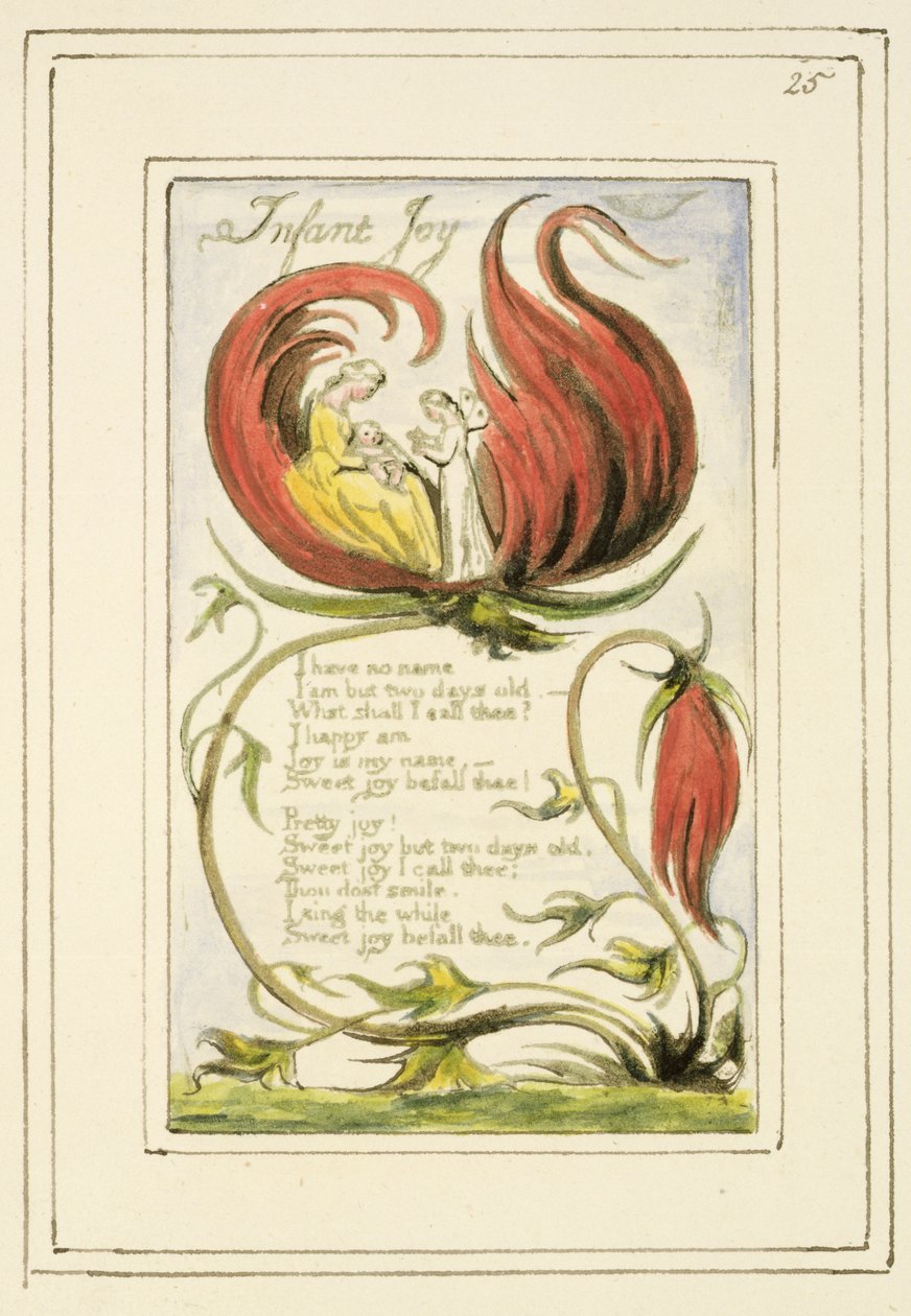 P.124-1950.pt25 Infant Joy: plade 25 fra Songs of Innocence and of Experience (kopi R) c.1802-08 (ætsning, blæk og wc) af William Blake