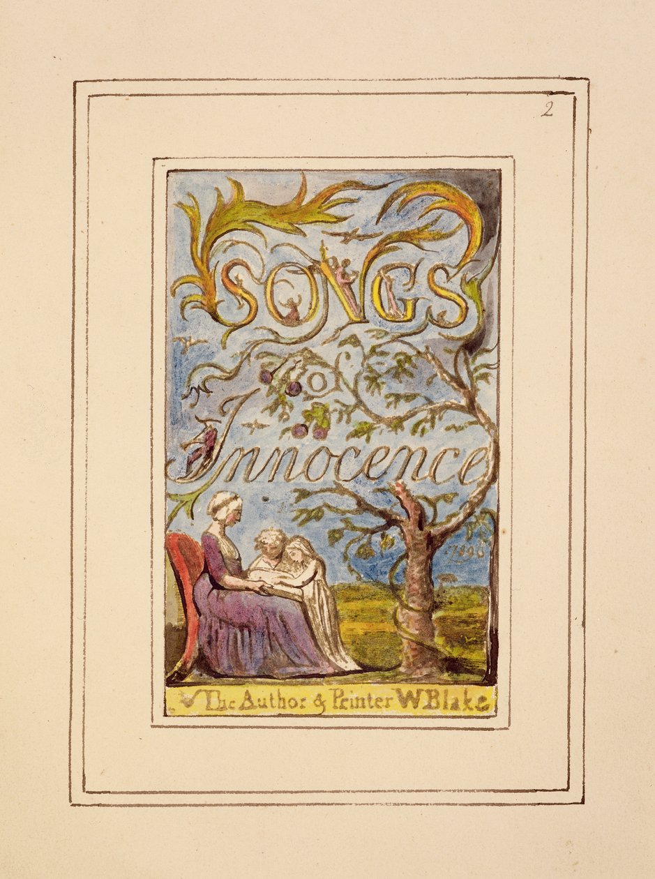 P.124-1950.pt2 Titelside til Songs of Innocence: plade 2 fra Songs of Innocence and of Experience (kopi R) c.1802-08 (ætsning, blæk og wc) af William Blake