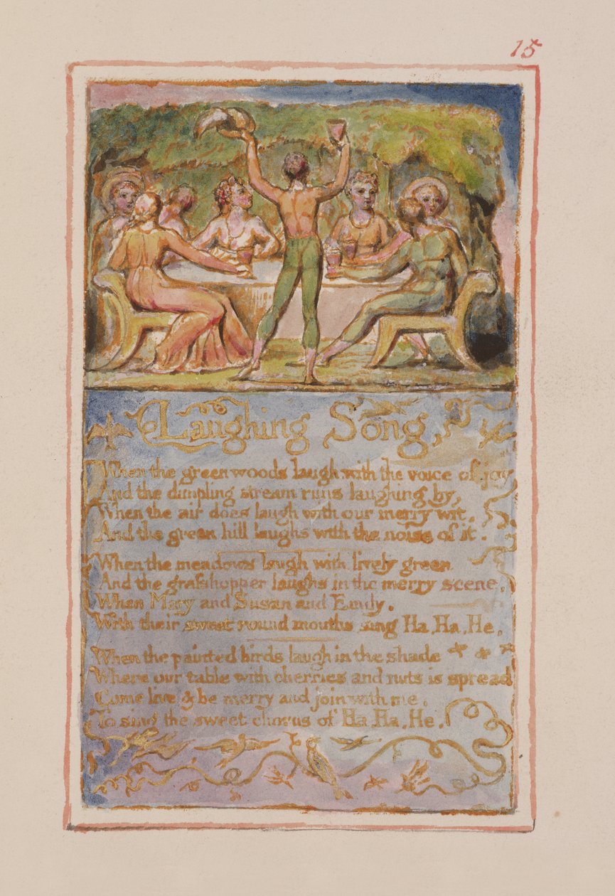 P.125-1950.pt15 Lattersang: plade 15 fra Songs of Innocence and of Experience (kopi AA) c.1815-26 (ætsning, blæk og wc) af William Blake
