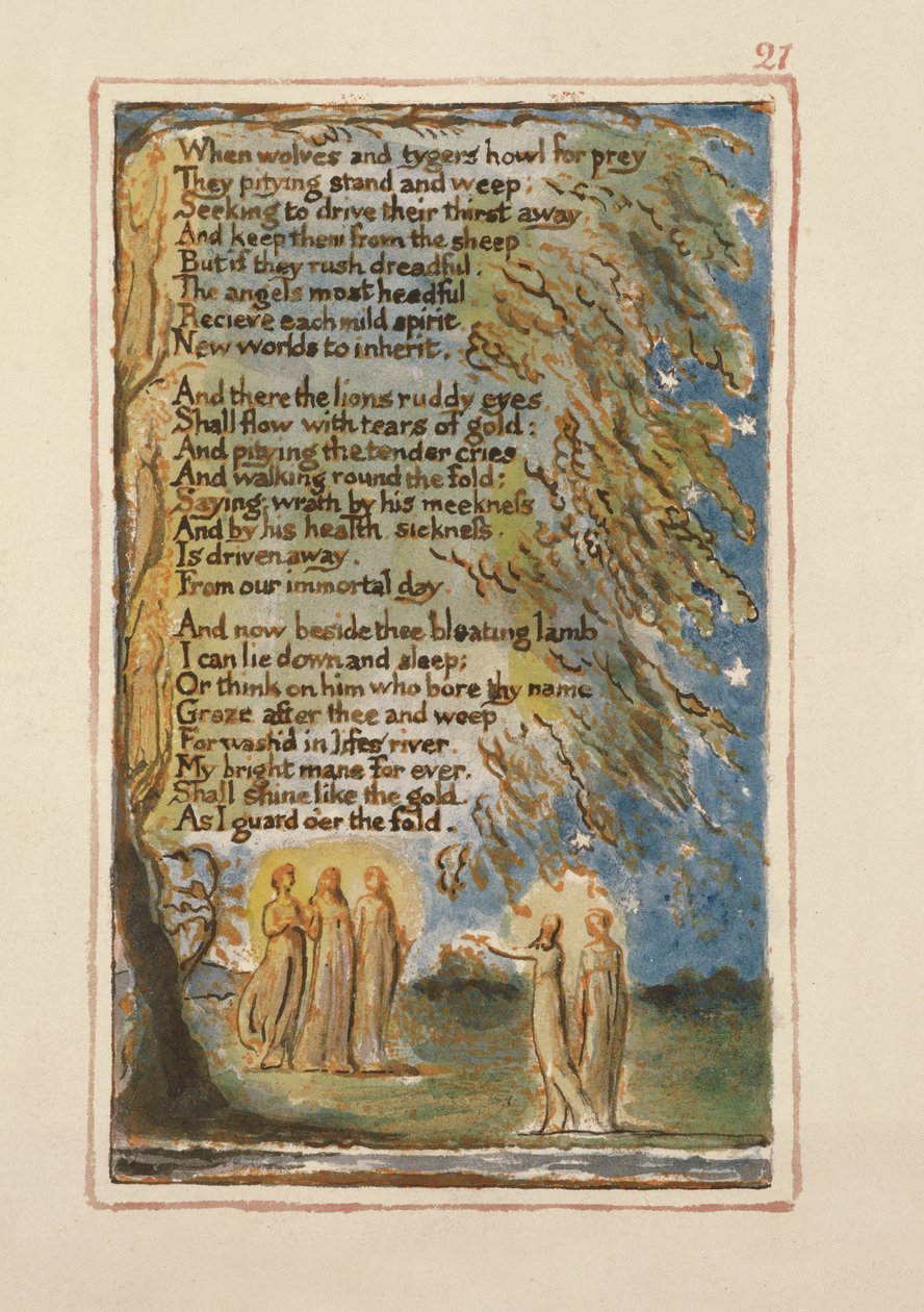 S.125-1950.pt21 Nat (fortsat): plade 21 fra Songs of Innocence and of Experience (kopi AA) c.1815-26 (ætsning, blæk og wc) af William Blake