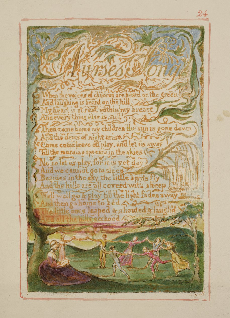 P.125-1950.pt24 Nurses Song: plade 24 fra Songs of Innocence and of Experience (kopi AA) c.1815-26 (ætsning, blæk og wc) af William Blake