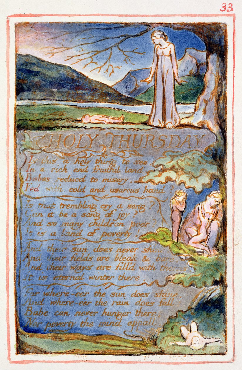 P.125-1950.pt33 Skærtorsdag: plade 33 fra Songs of Innocence and of Experience (kopi AA) ca.1815-26 (radering, blæk og wc) af William Blake