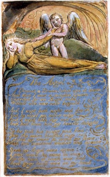P.125-1950.pt41 Englen: plade 41 fra Songs of Innocence and of Experience (kopi AA) c.1815-26 (radering, blæk og akvarel) af William Blake