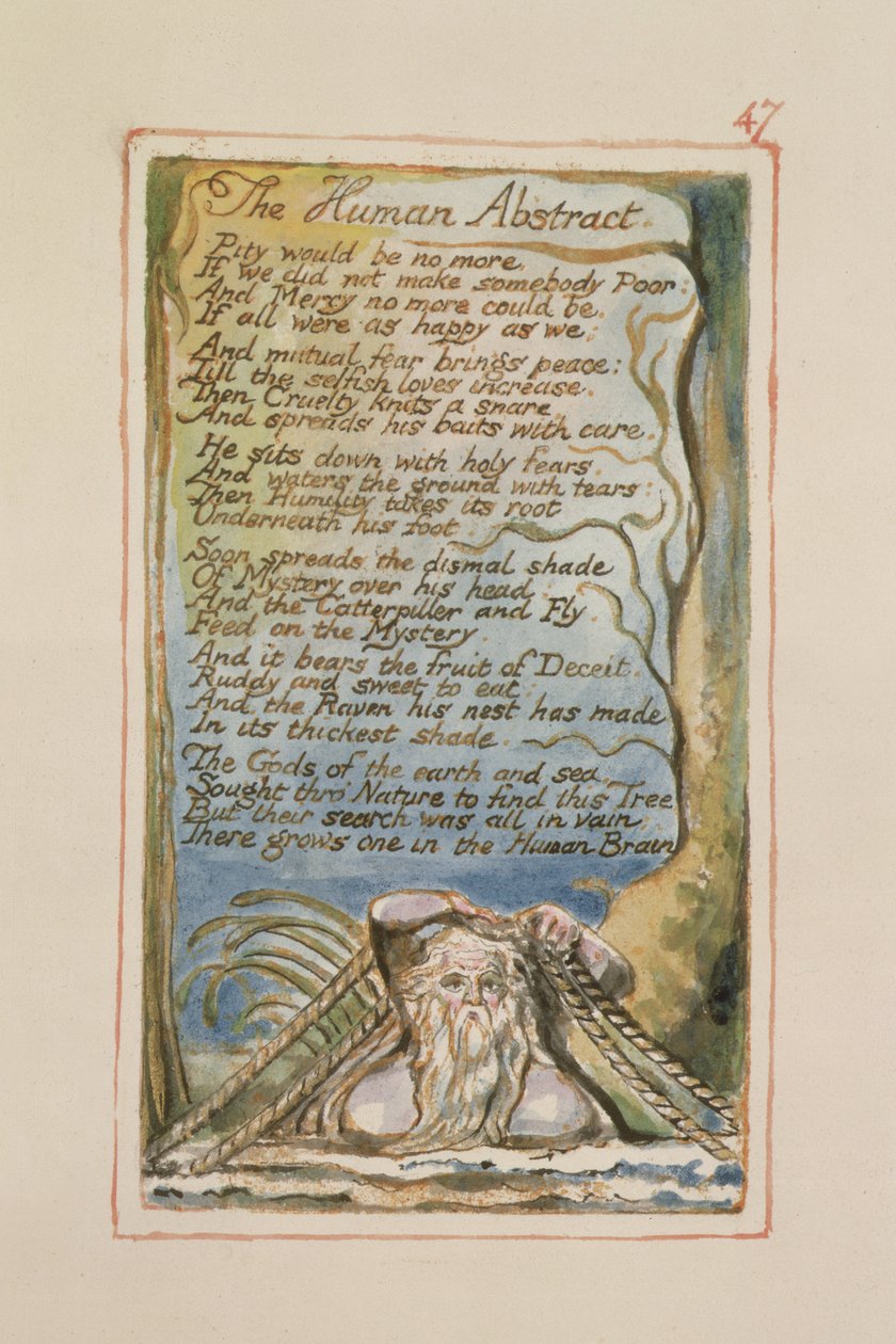P.125-1950.pt47 The Human Abstract: plade 47 fra Songs of Innocence and of Experience (kopi AA) c.1815-26 (ætsning, blæk og wc) af William Blake