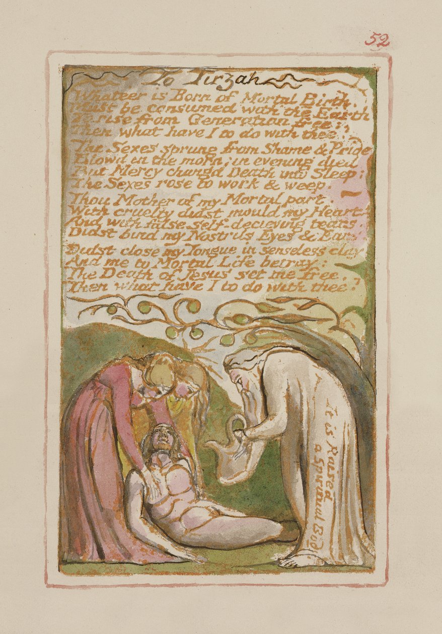 P.125-1950.pt52 Til Tirzah: plade 52 fra Songs of Innocence and of Experience (kopi AA) c.1815-26 (ætsning, blæk og wc) af William Blake