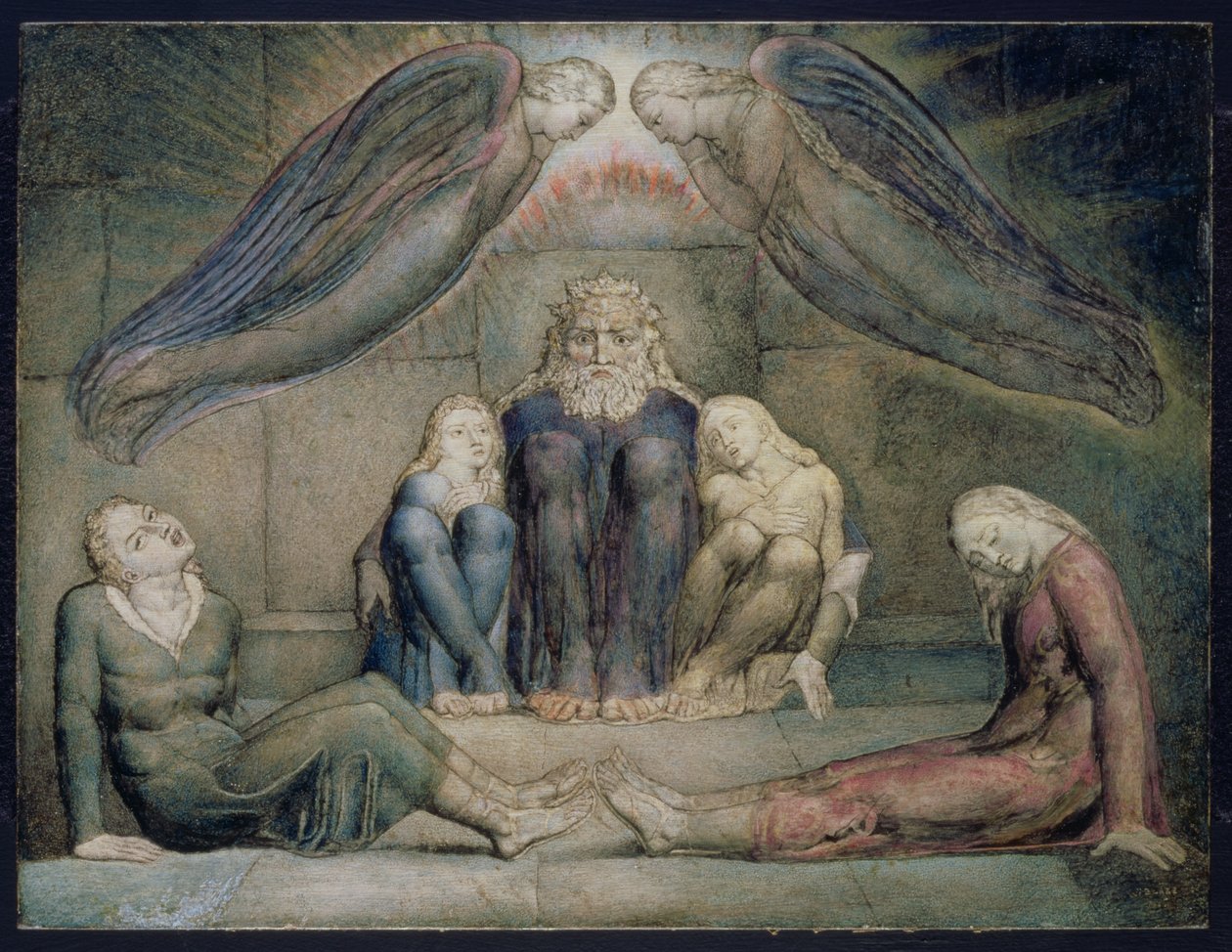 PD.5-1978 Grev Ugolino og hans sønner i fængsel, illustration til `Inferno`, Canto 33 fra Dante Alighieris `Divine Comedy`, ca. 1827 (tempera på panel) af William Blake