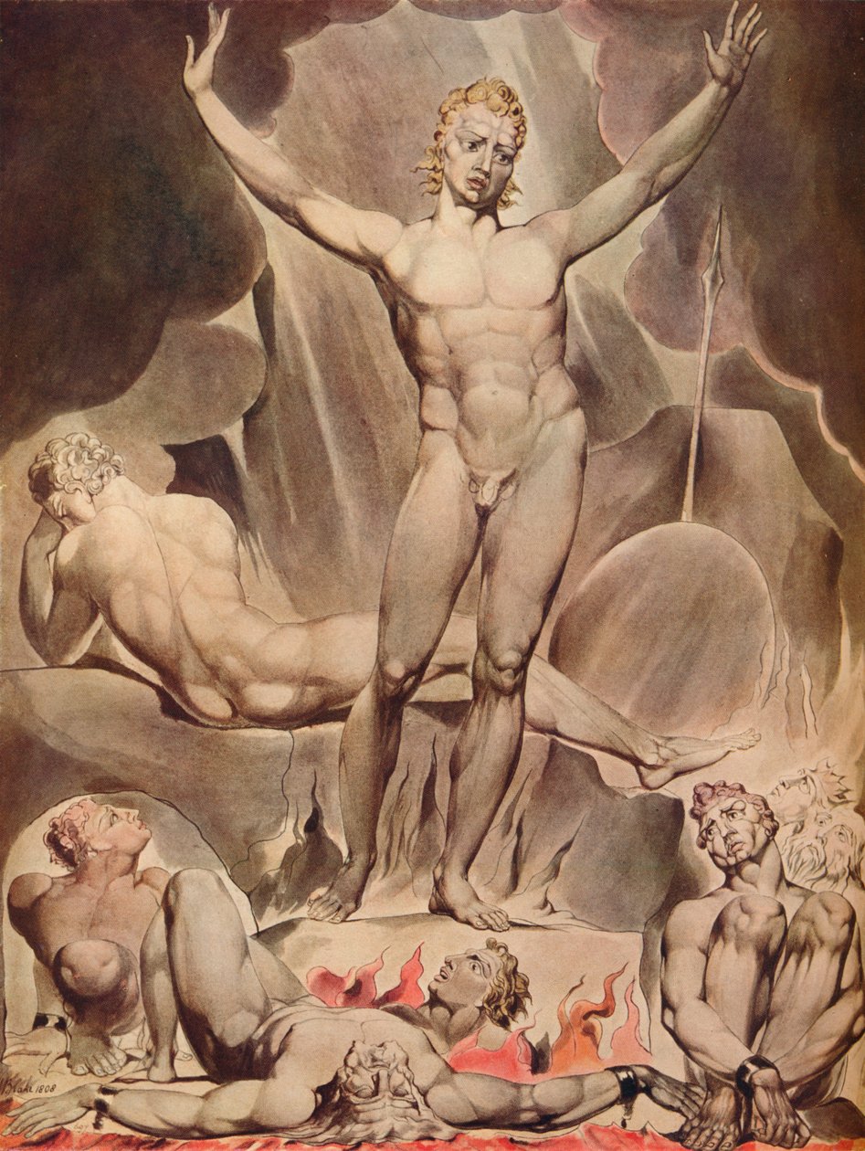 Satan vækker de oprørske engle, 1808 af William Blake