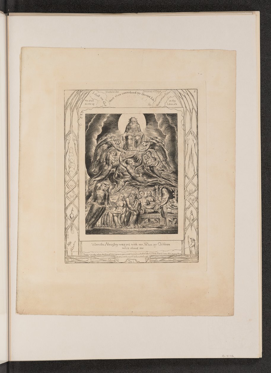 Satan foran Guds trone, 1825. af William Blake