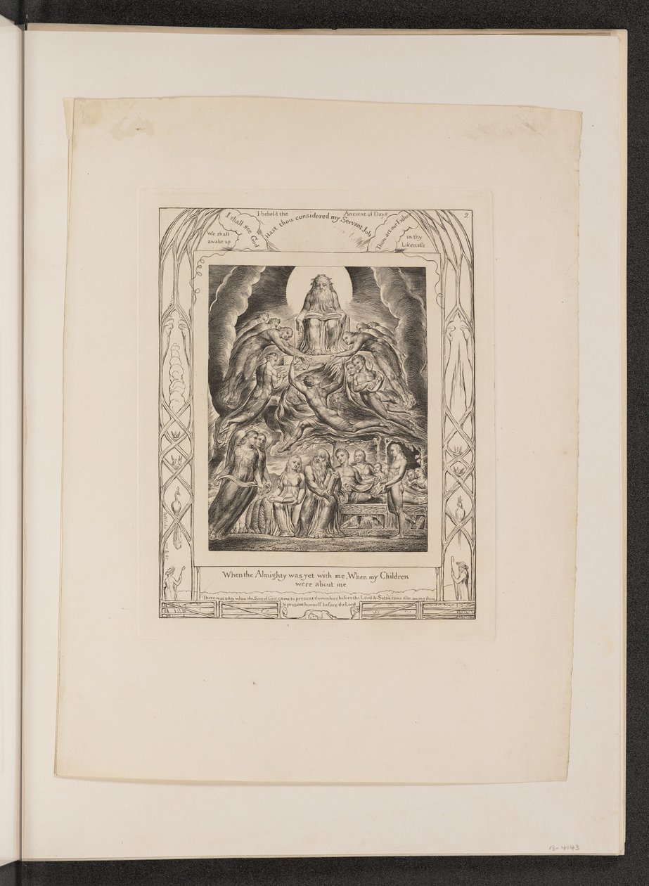 Satan foran Guds trone, 1825. af William Blake