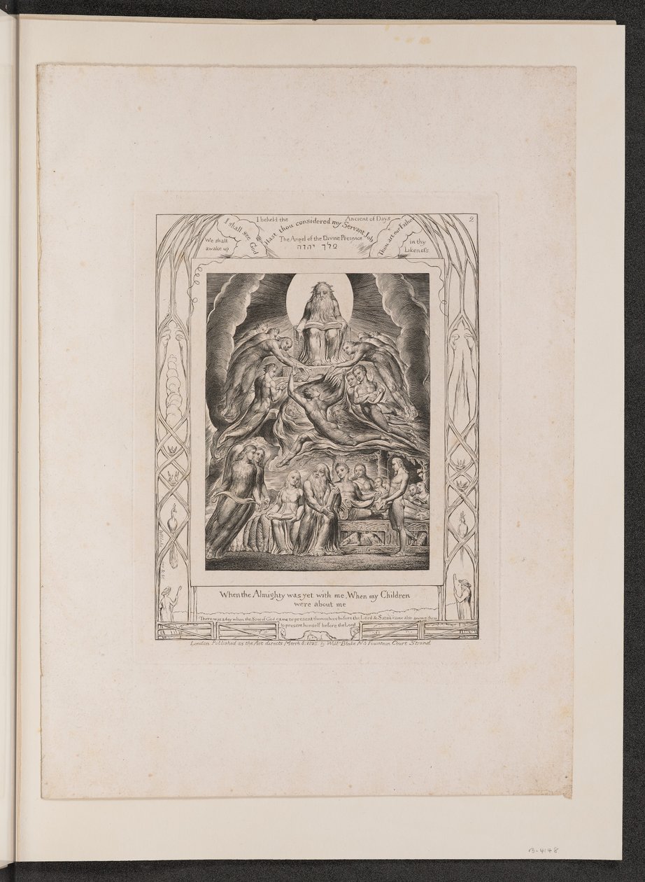 Satan foran Guds trone, 1825. af William Blake