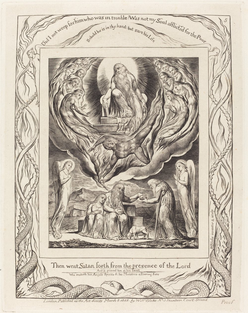 Satan går ud fra Herrens nærhed af William Blake