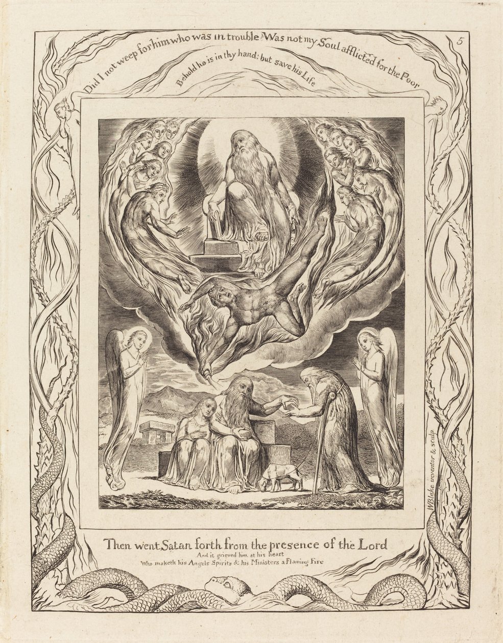 Satan går ud fra Herrens nærhed af William Blake