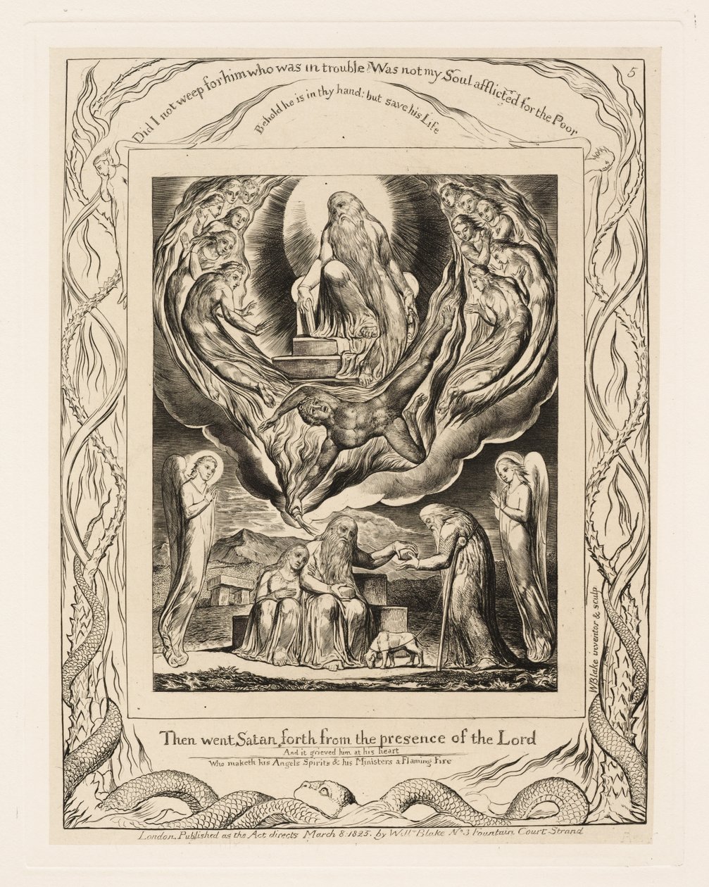 Satan træder frem fra Herrens nærvær af William Blake