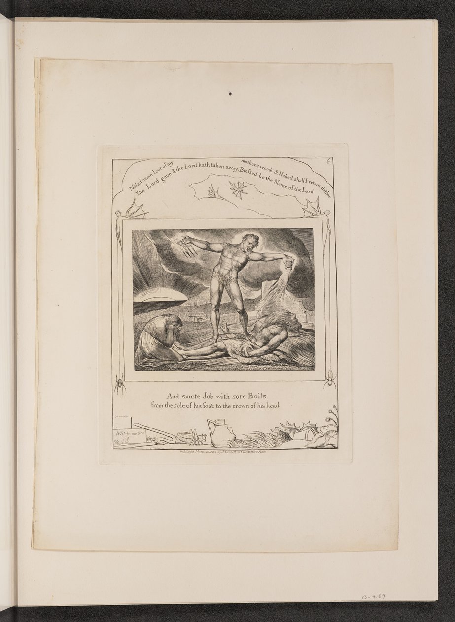 Satan slår job med bylder af William Blake