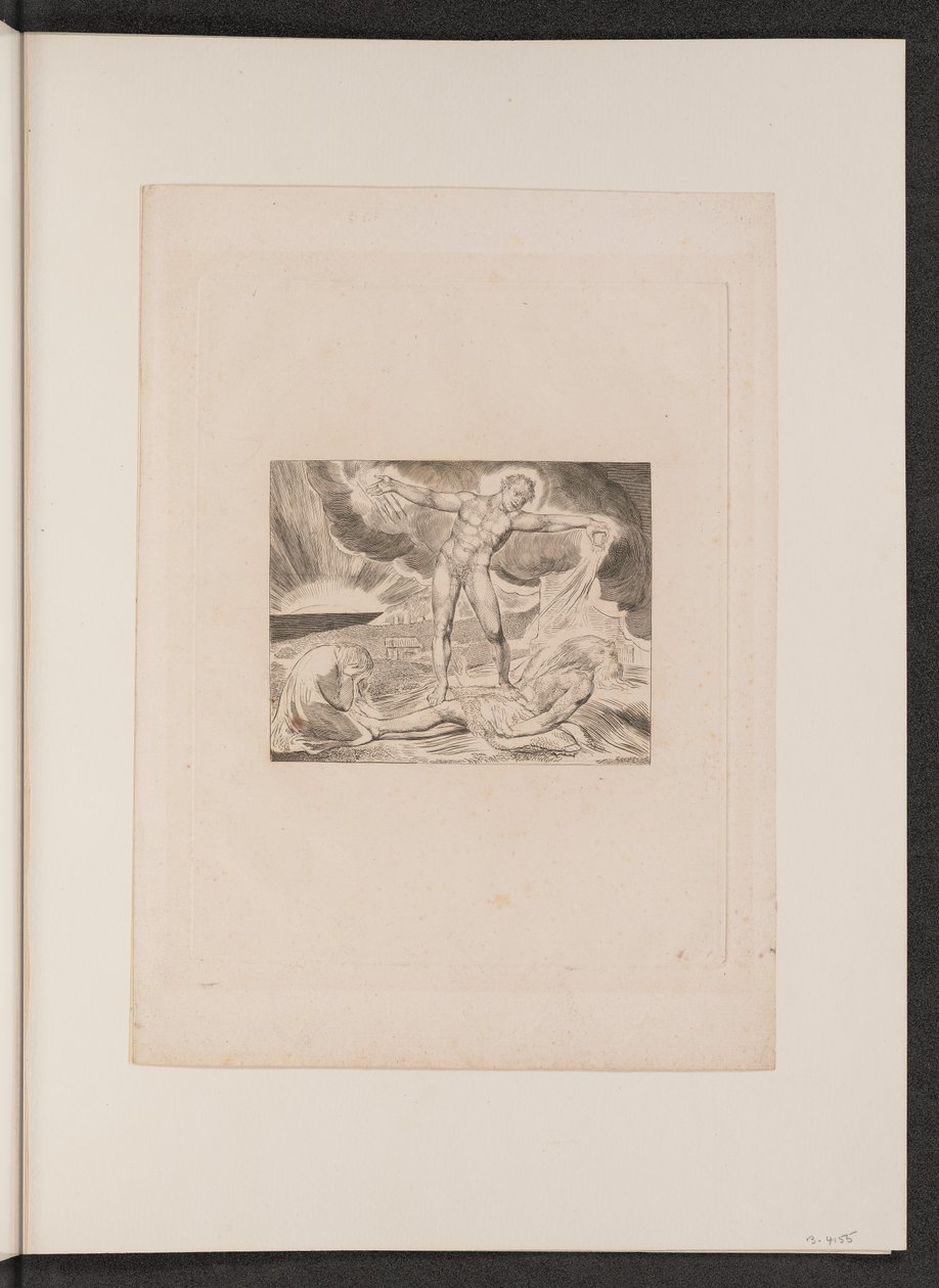 Satan slår job med bylder, 1825. af William Blake
