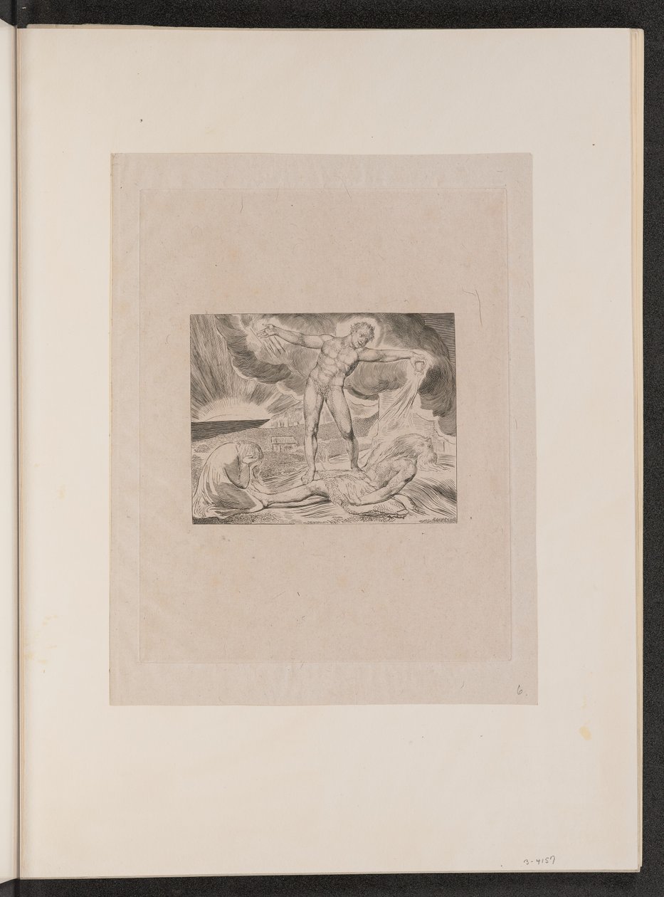 Satan slår job med bylder, 1825. af William Blake
