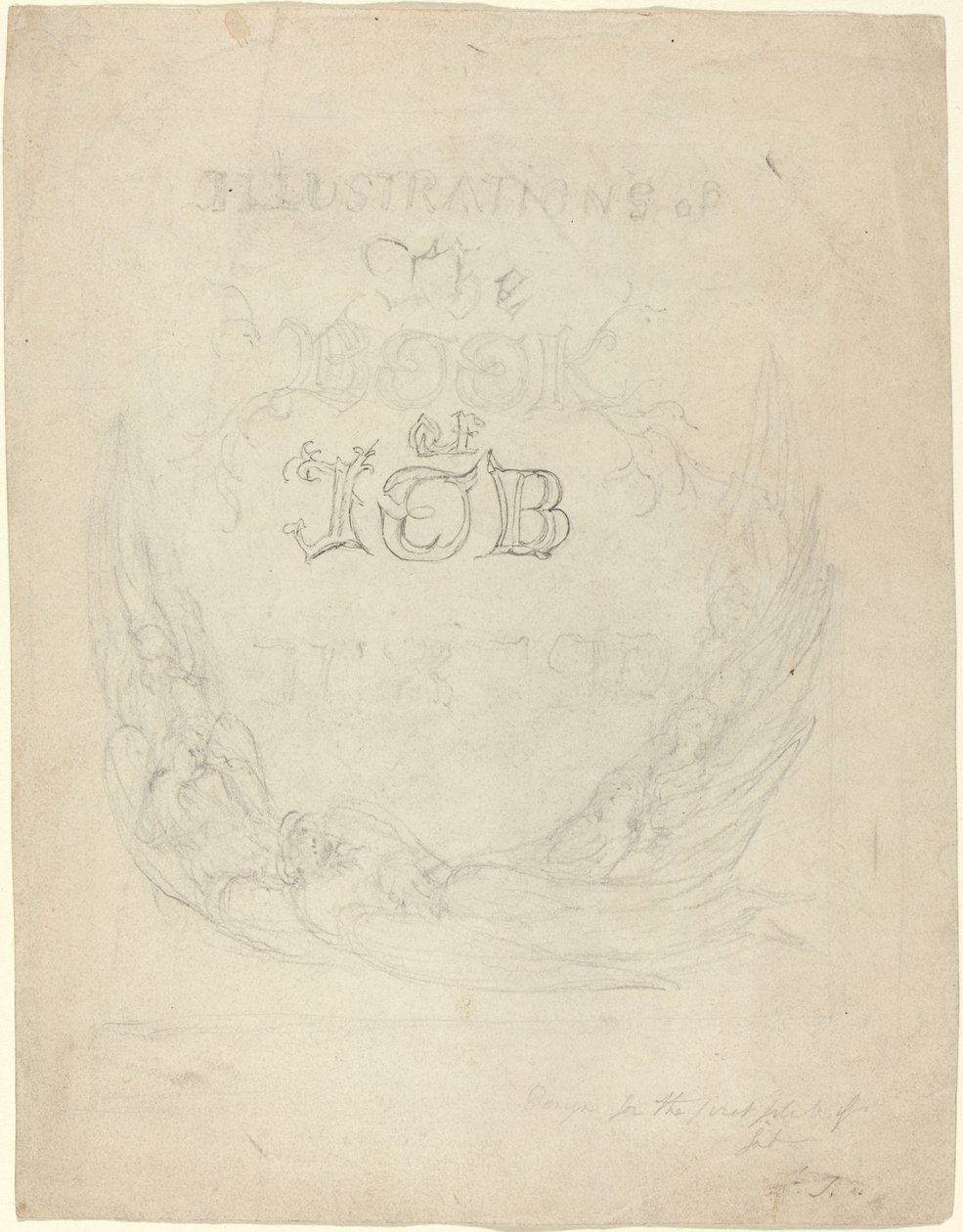 Skitse til titelsiden af de indgraverede illustrationer til Jobs Bog af William Blake