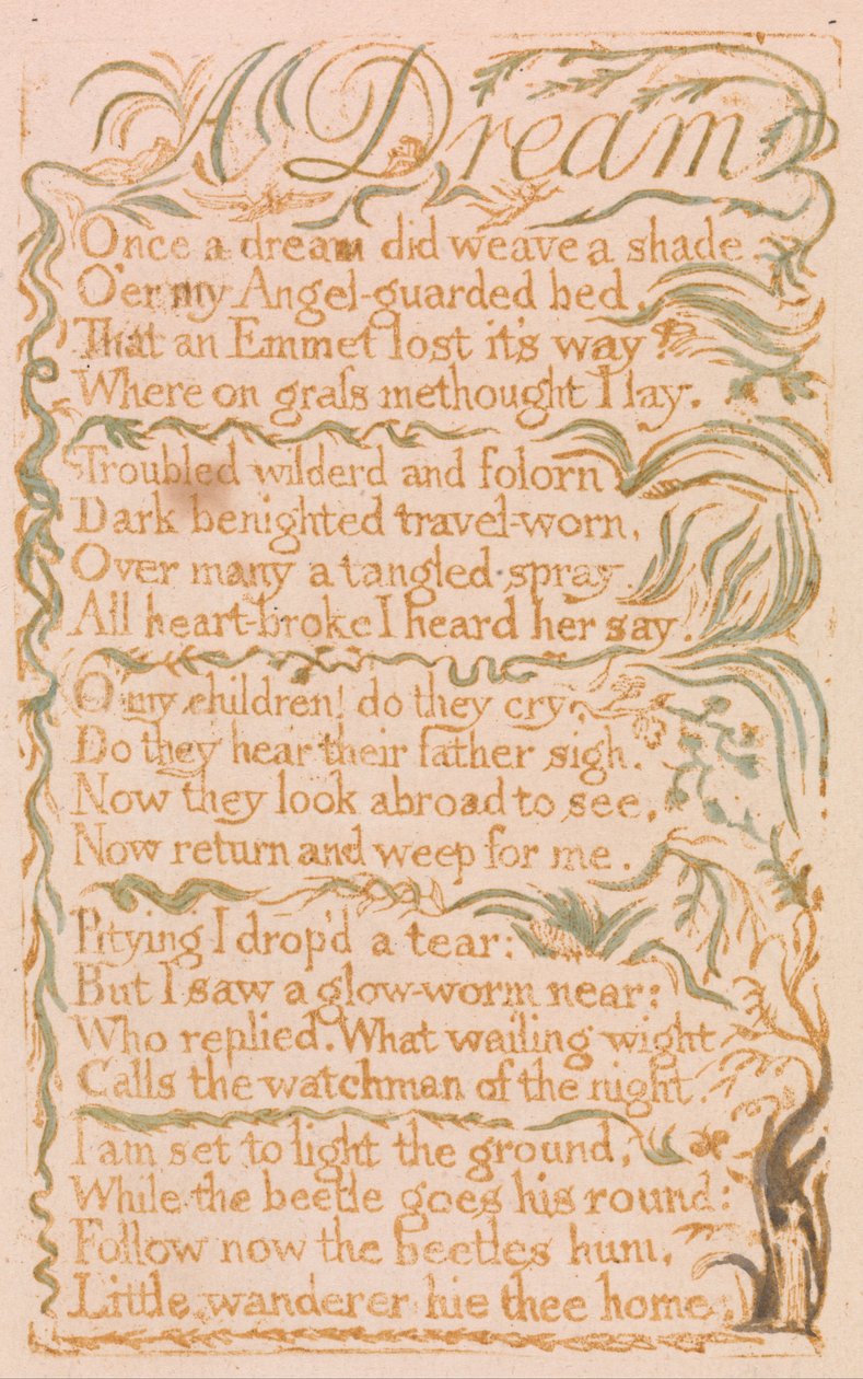 Songs of Innocence, Plate 4, A Dream (Bentley 26) af William Blake