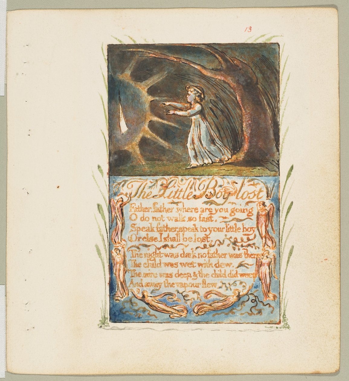 Sange om uskyld og om erfaring: Little Boy Lost, ca. 1825. af William Blake