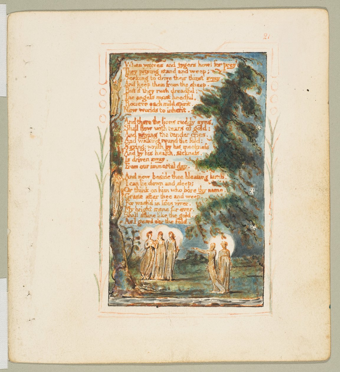 Sange om uskyld og oplevelse: Nat anden plade: Når ulve og tygere hvordan..., ca. 1825. af William Blake