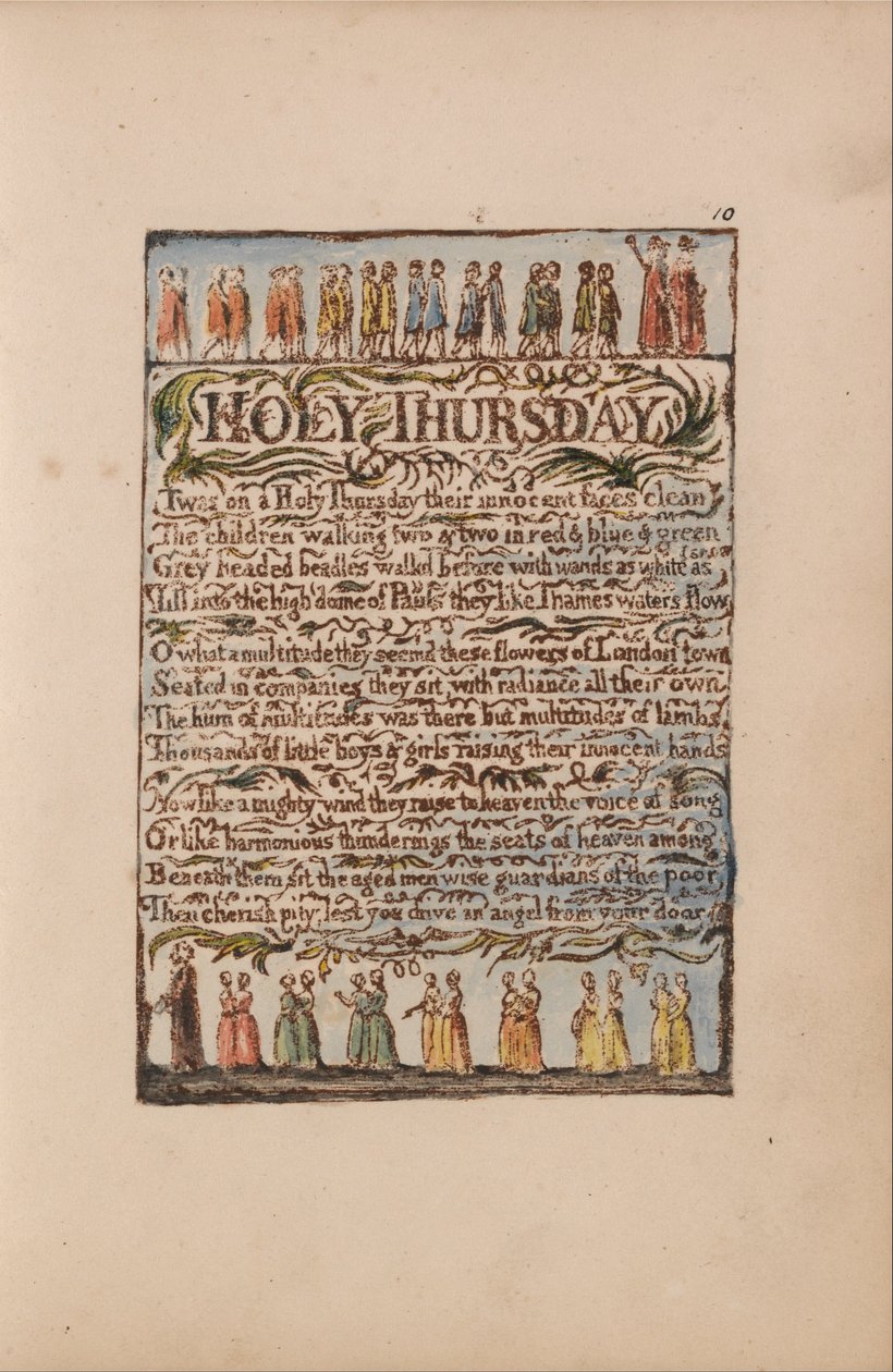 Sange om uskyld og erfaring, plade 10, hellig torsdag (Bentley 19) af William Blake