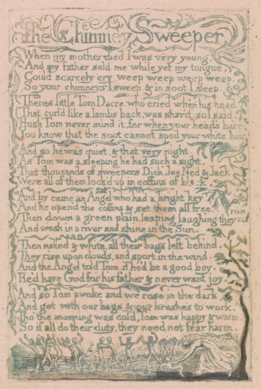 Sange om uskyld og om erfaring, plade 10, "Skorstensfejeren" (Bentley 12) af William Blake